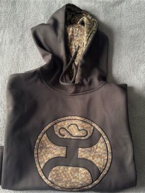 Hooey Black Zip-Up Hoodie with Patterned Logo Lining